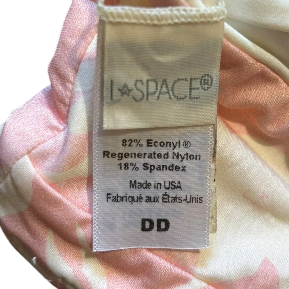 L*Space Swim Pink White Tropical Floral Cutout Bikini Top Size‎ DD NWOT